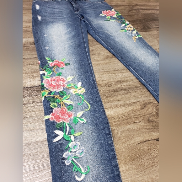 m1858  Embroidered Kristen Ankle Skinny Lapis 4 /‎ 27 - Picture 2 of 10